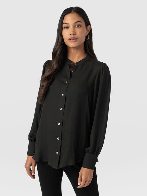Saint + Sofia Paxton Pussybow Blouse In Black