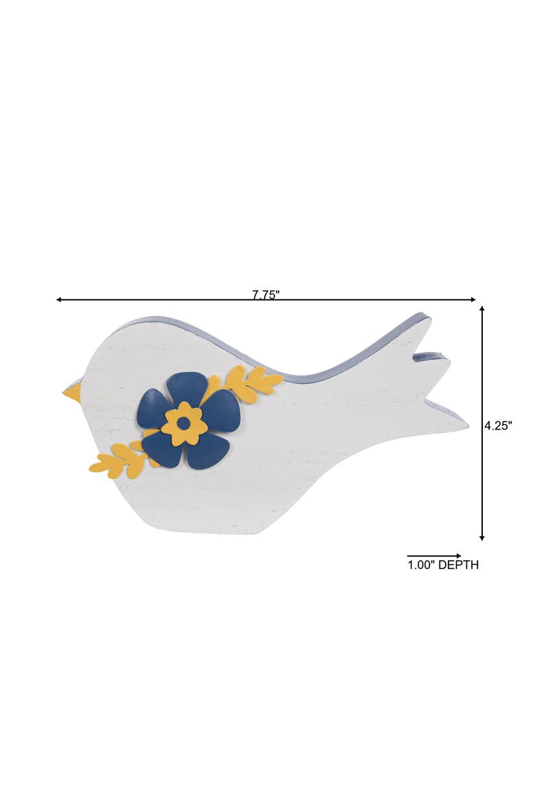 MDF Bird Citrus Indigo Figural Wood Decorations Blue and White for Spring Home Decor, Alternate, color, Multicolored
