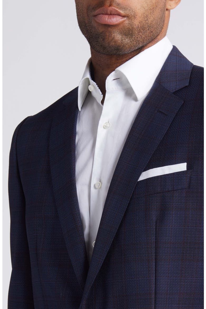 Hutson Slim Fit Plaid Virgin Wool Blazer, Alternate, color, DK BU