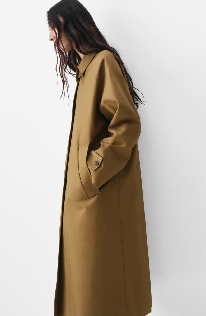 MANGO Selection Longline Cotton Trench Coat, Alternate, color, Tobacco Brown