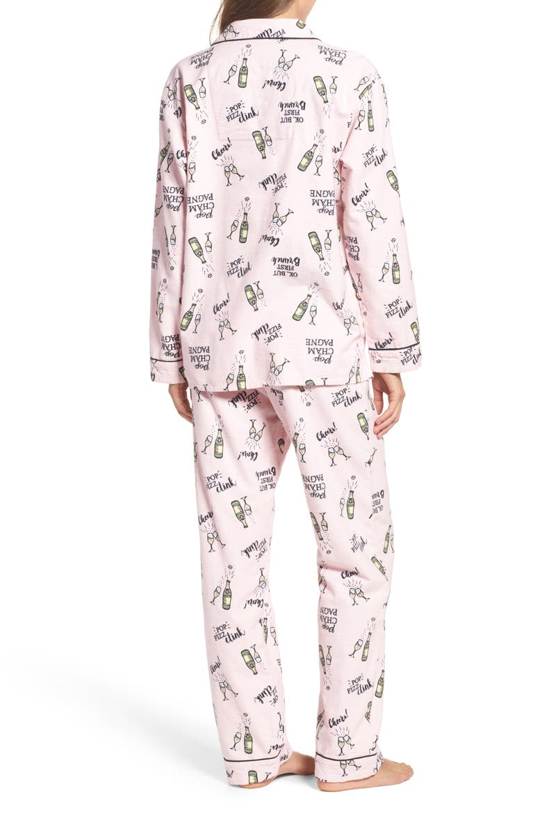 Print Flannel Pajamas, Alternate, color, BLUSH