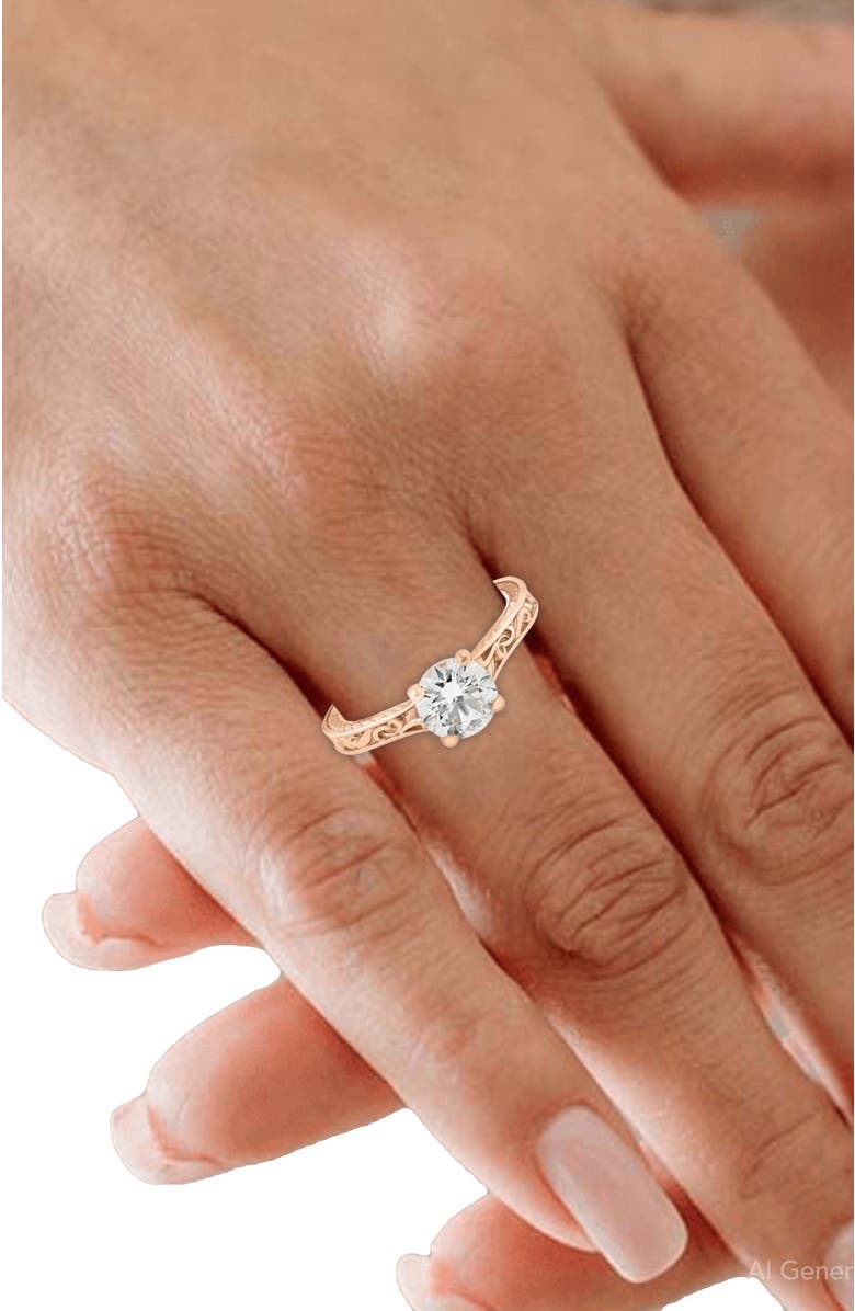 Bliss Diamond 1ct Diamond Solitaire 14k Gold   Engagement Ring Art Deco Lab Grown, Alternate, color, 