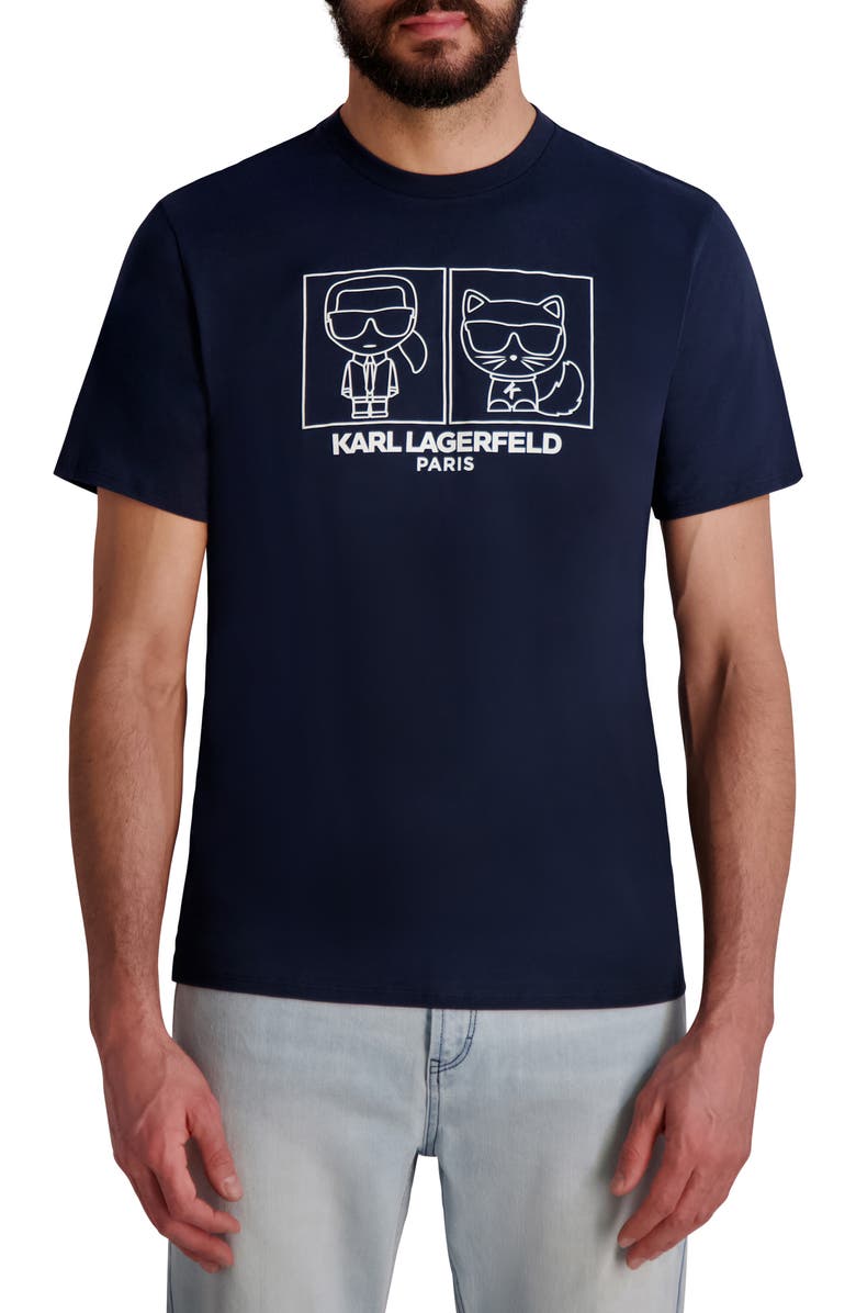 KARL LAGERFELD PARIS Karl & Choupette Character Graphic T-Shirt, Main, color,