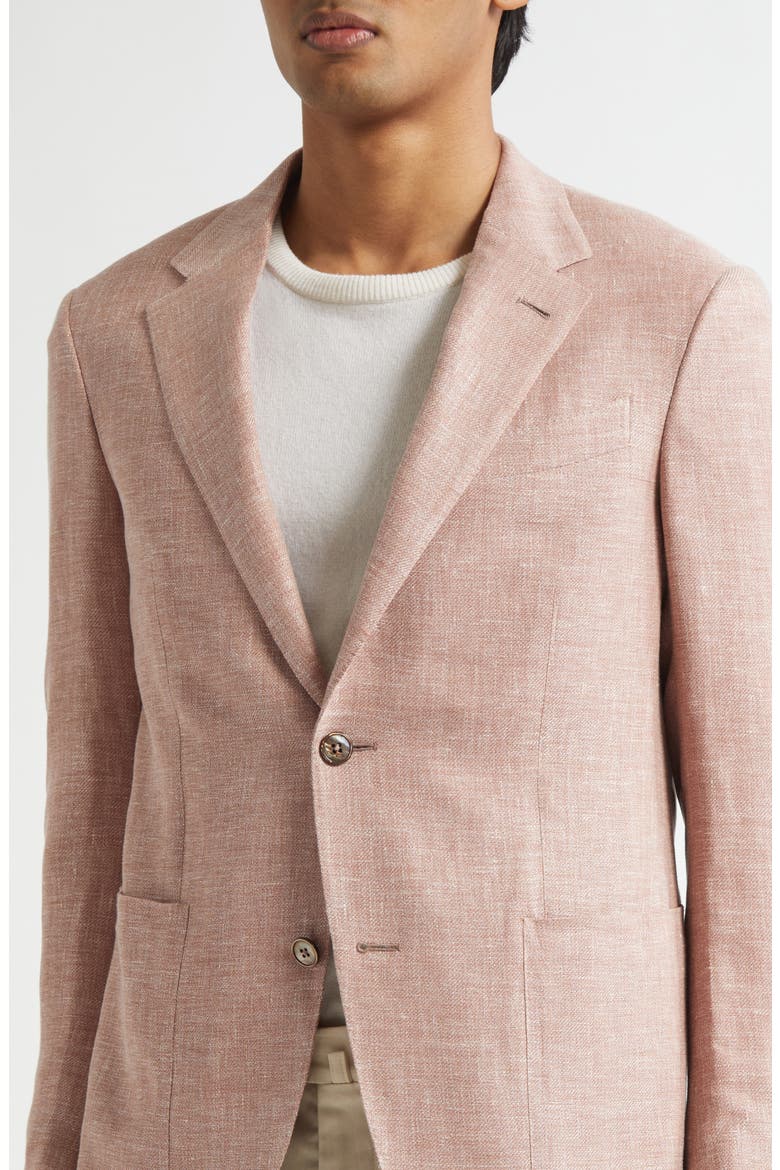 Crossover Linen, Wool & Silk Blend Sport Coat, Alternate, color, DARK PINK SLD