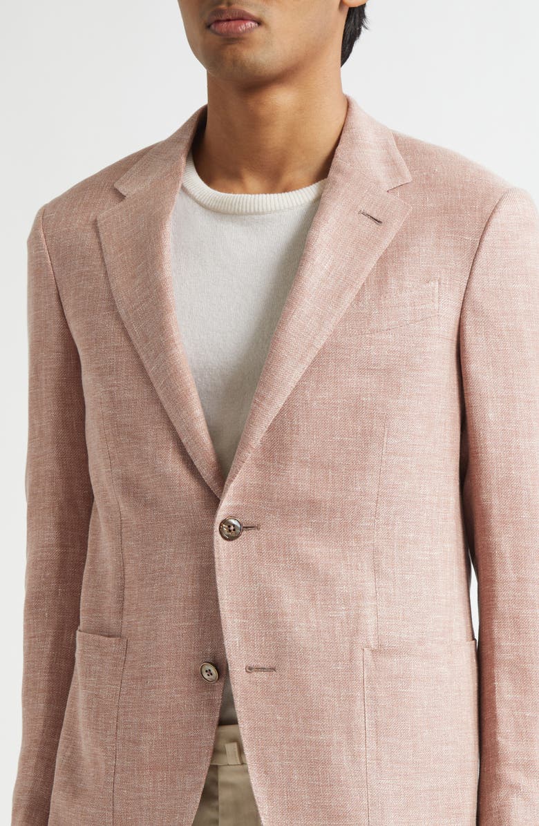 ZEGNA Crossover Linen, Wool & Silk Blend Sport Coat, Alternate, color, Dark Pink Sld