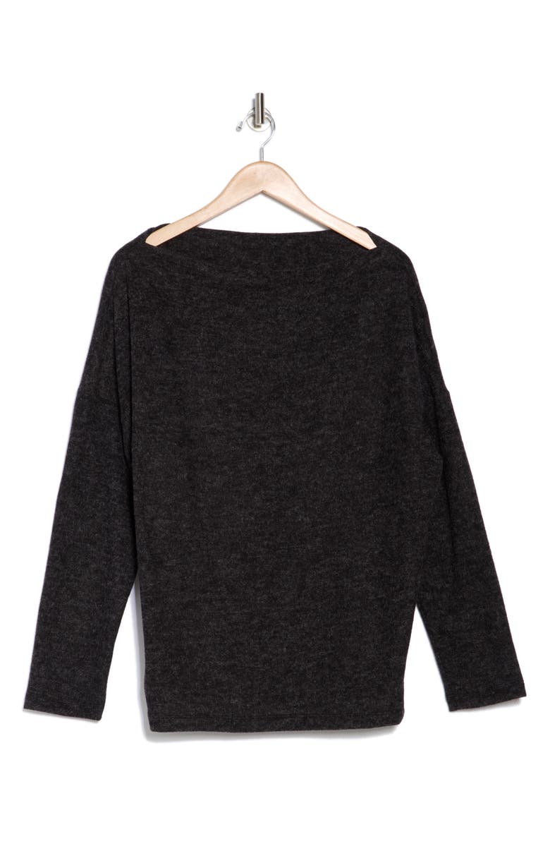 Renee C Heathered Boat Neck Pullover, Alternate, color, Charcoal