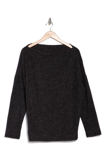 RENEE C RENEE C HEATHERED BOAT NECK PULLOVER
