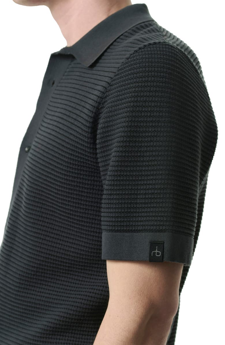 rag & bone Harvey Jacquard Stripe Knit Short Sleeve Button-Up Shirt, Alternate, color,