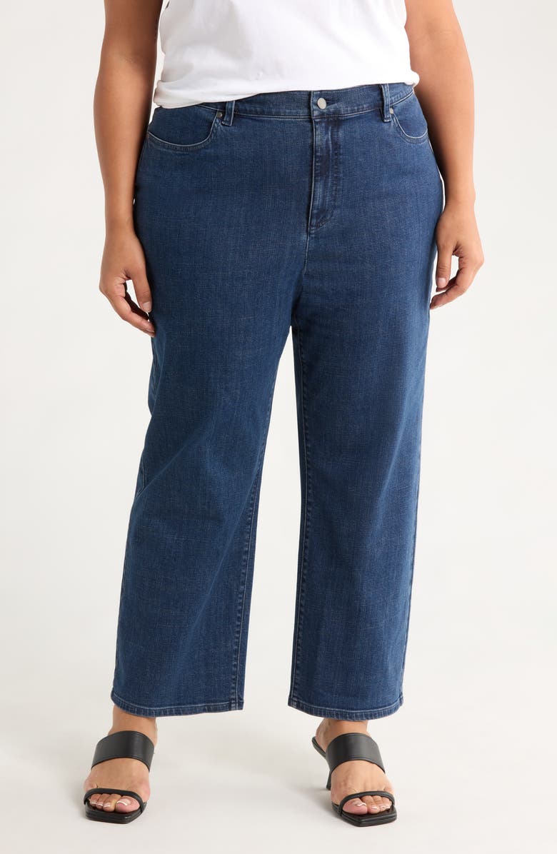 Eileen Fisher High Waist Ankle Straight Leg Jeans, Main, color, Midnight Indigo