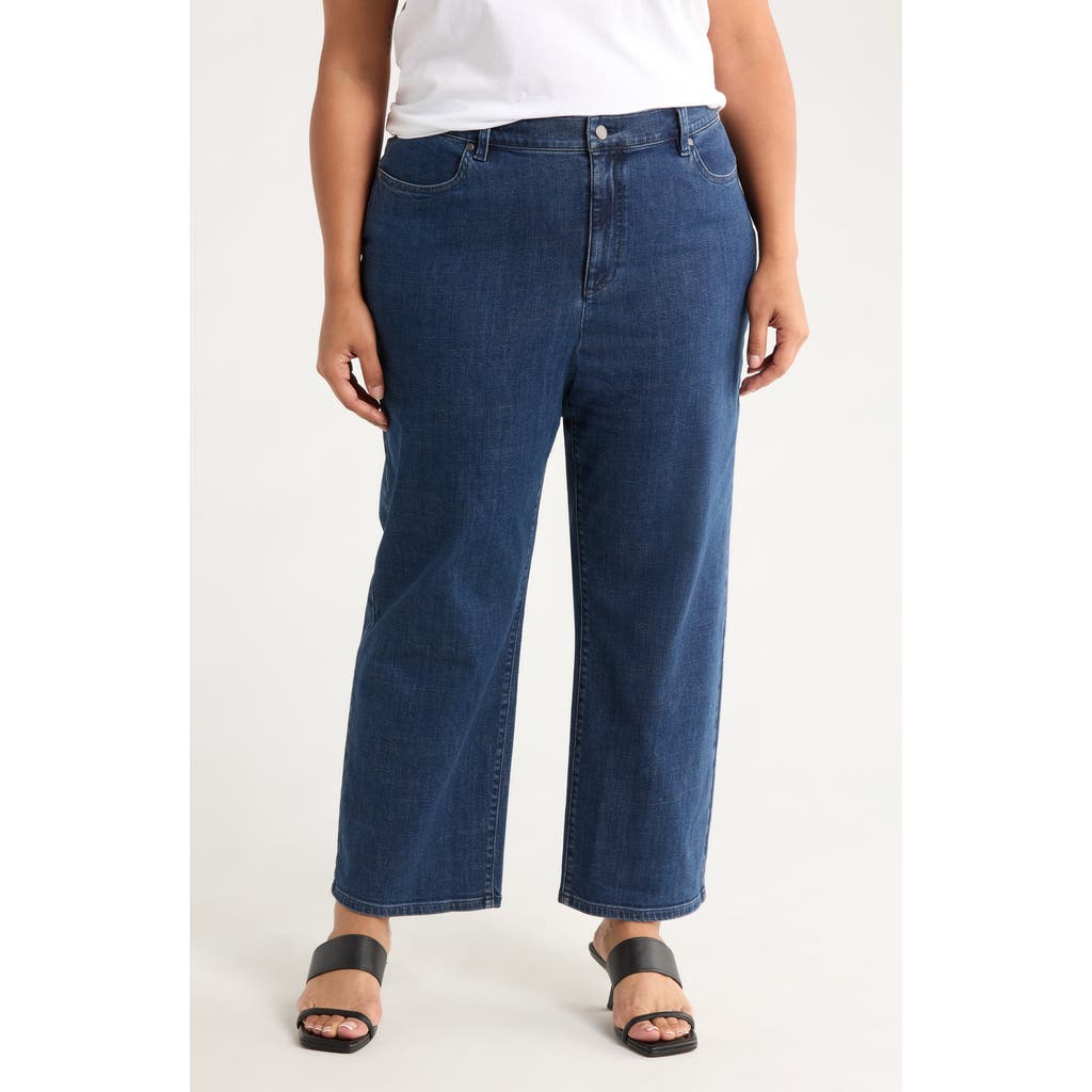 Eileen Fisher High Waist Ankle Straight Leg Jeans In Blue
