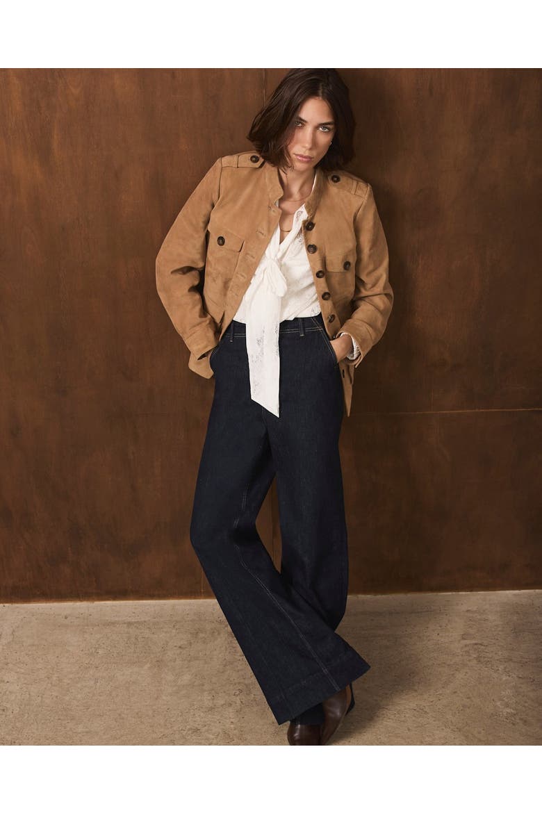 Suede Military Jacket, Alternate, color, Tan