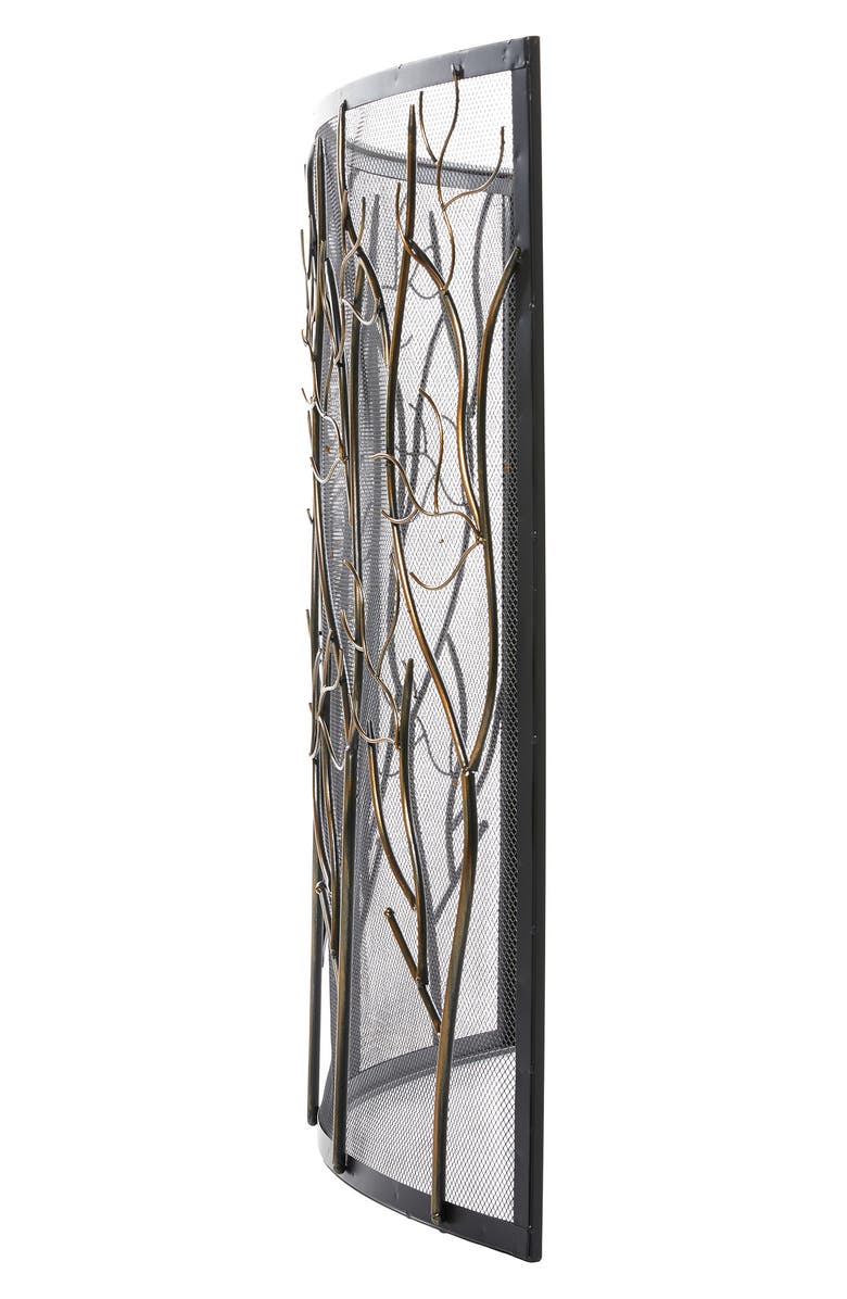 WILLOW ROW Brasstone Metal Single Panel Tree Fireplace Screen with Mesh Netting, Alternate, color, Brass