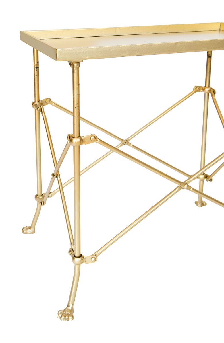 Storied Home Vintage Rectangular Metal End Table with Claw Feet, Gold, Alternate, color, Gold