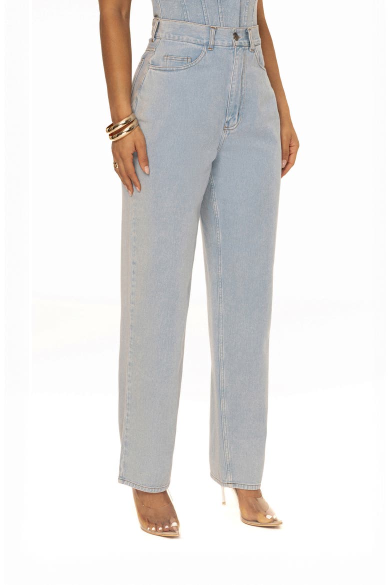 High Waist Straight Leg Jeans, Alternate, color, BLUE
