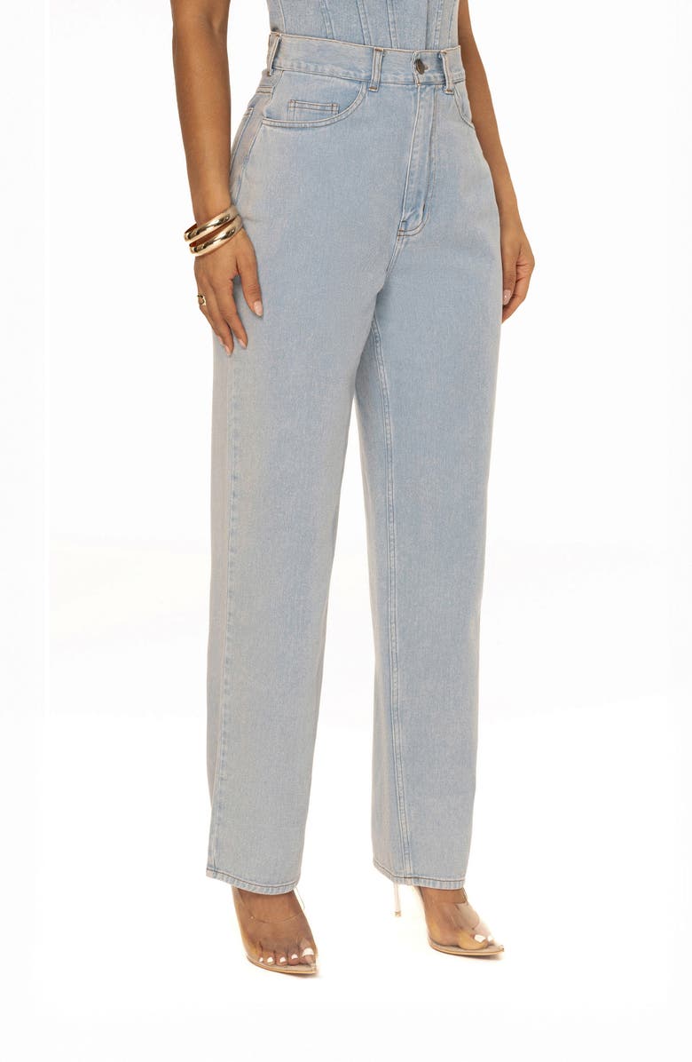 JLUXLABEL High Waist Straight Leg Jeans, Alternate, color, Blue