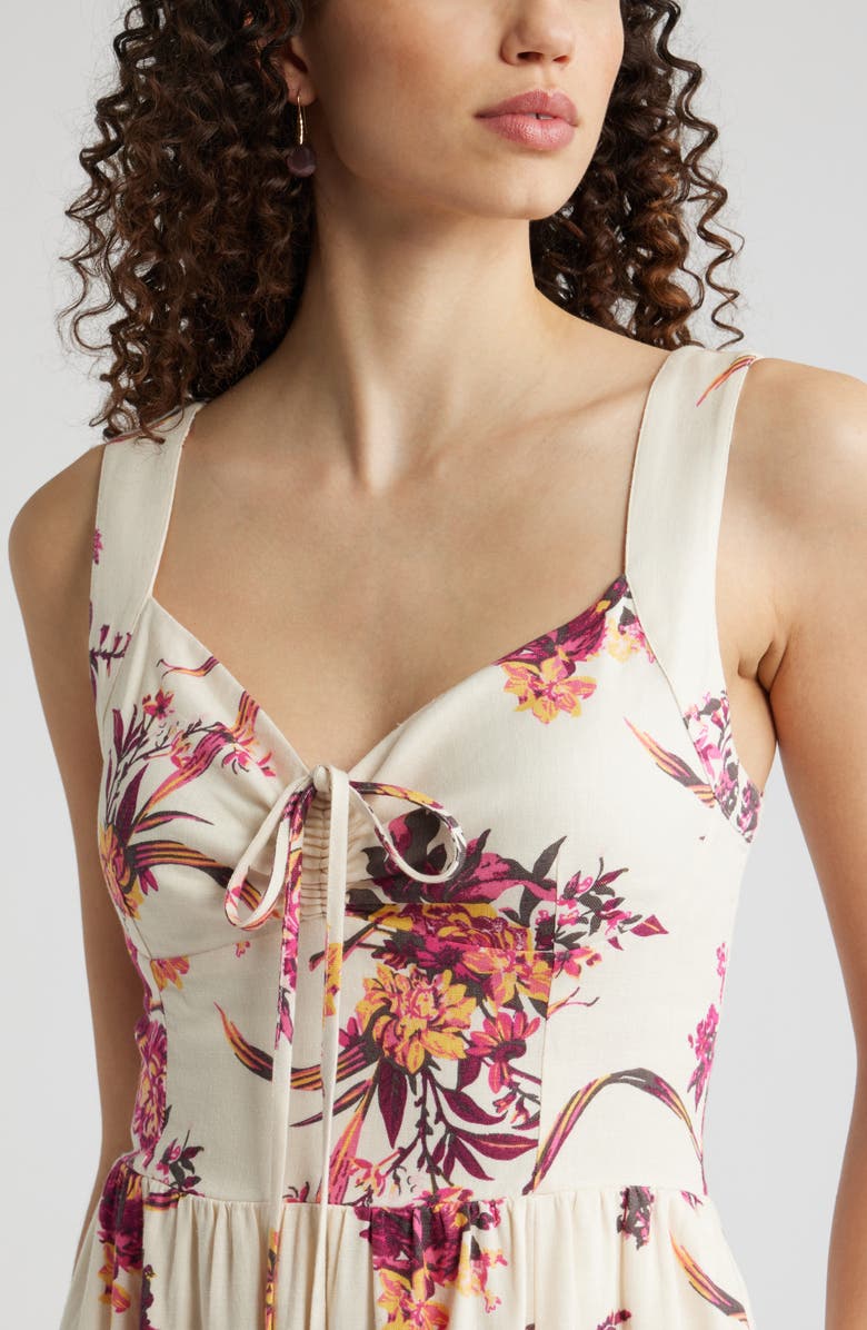 Chelsea28 Floral Midi Dress, Alternate, color, Beige- Pink Antoinette Floral