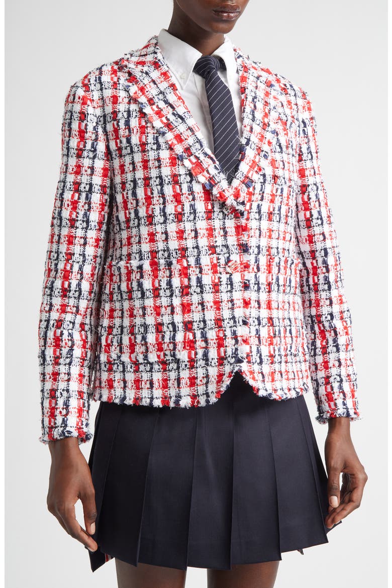 Shrunken Semi Semiconstructed Bouclé Tweed Sport Coat, Alternate, color, RED/WHITE/BLUE