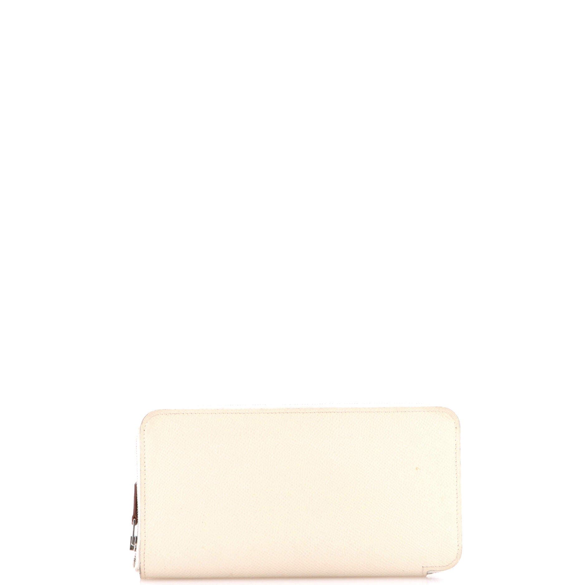 Pre-Owned Hermes Azap Zip Around Wallet Silk'in Epsom Long, Alternate, color, Craie