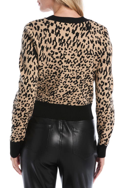 Laundry By Shelli Segal Animal Print Rib Trim Cardigan In Brown