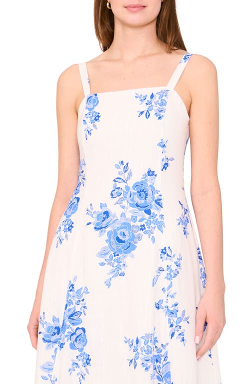 Halogenr Halogen(r) Sleeveless Floral Print Midi Dress In Palace Blue