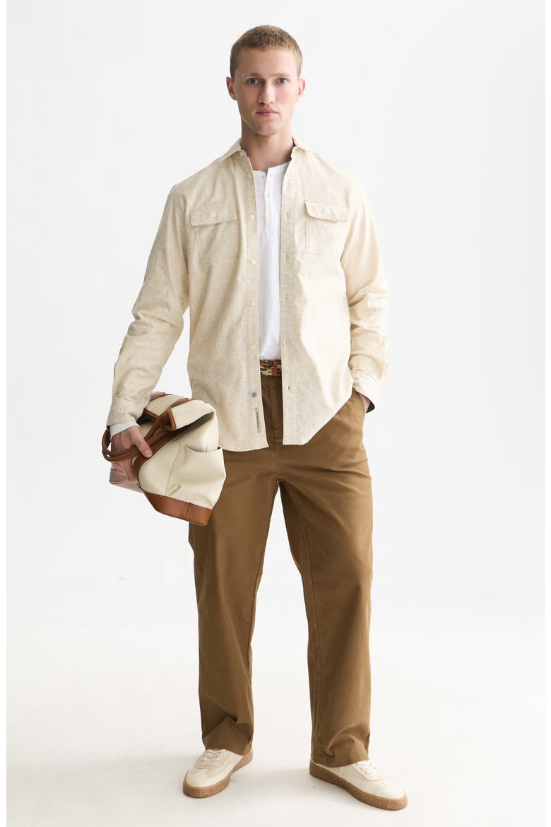 Regular Fit Mélange Button-Up Shirt, Alternate, color, EGGNOG