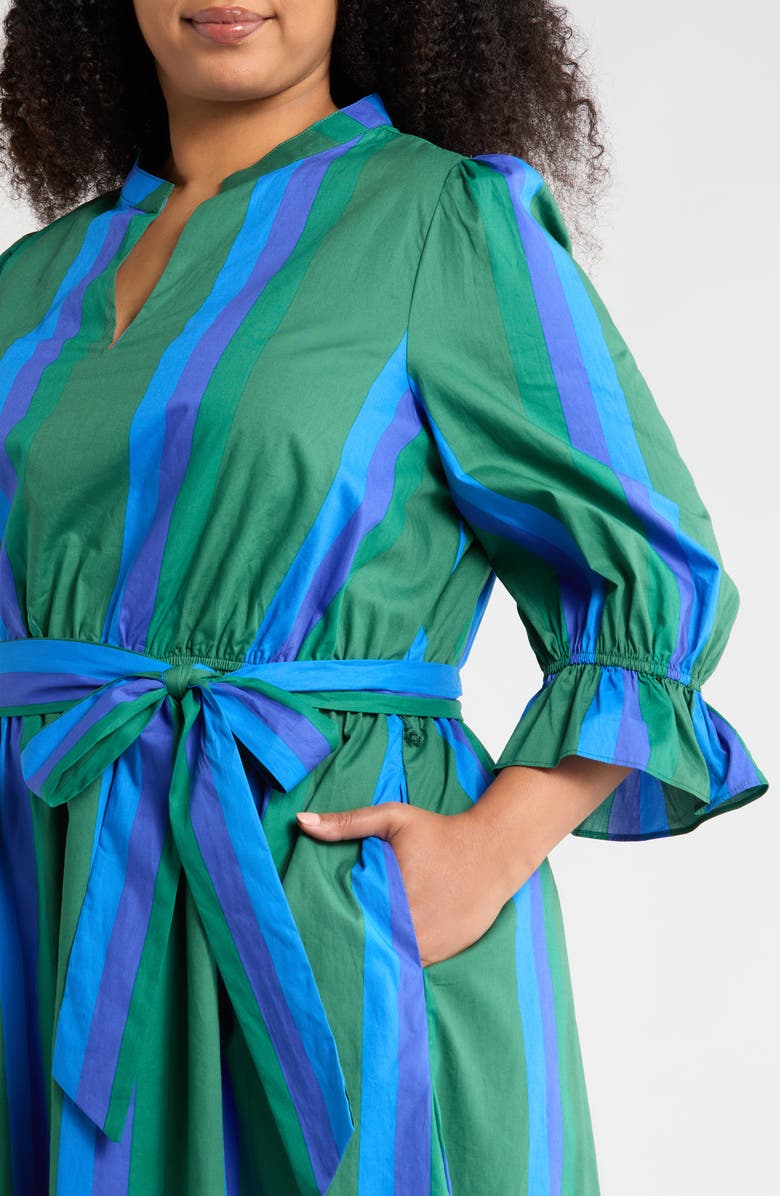 SUGARLIPS Dolary Stripe Sena Shirtdress, Alternate, color, Emerald-Blues