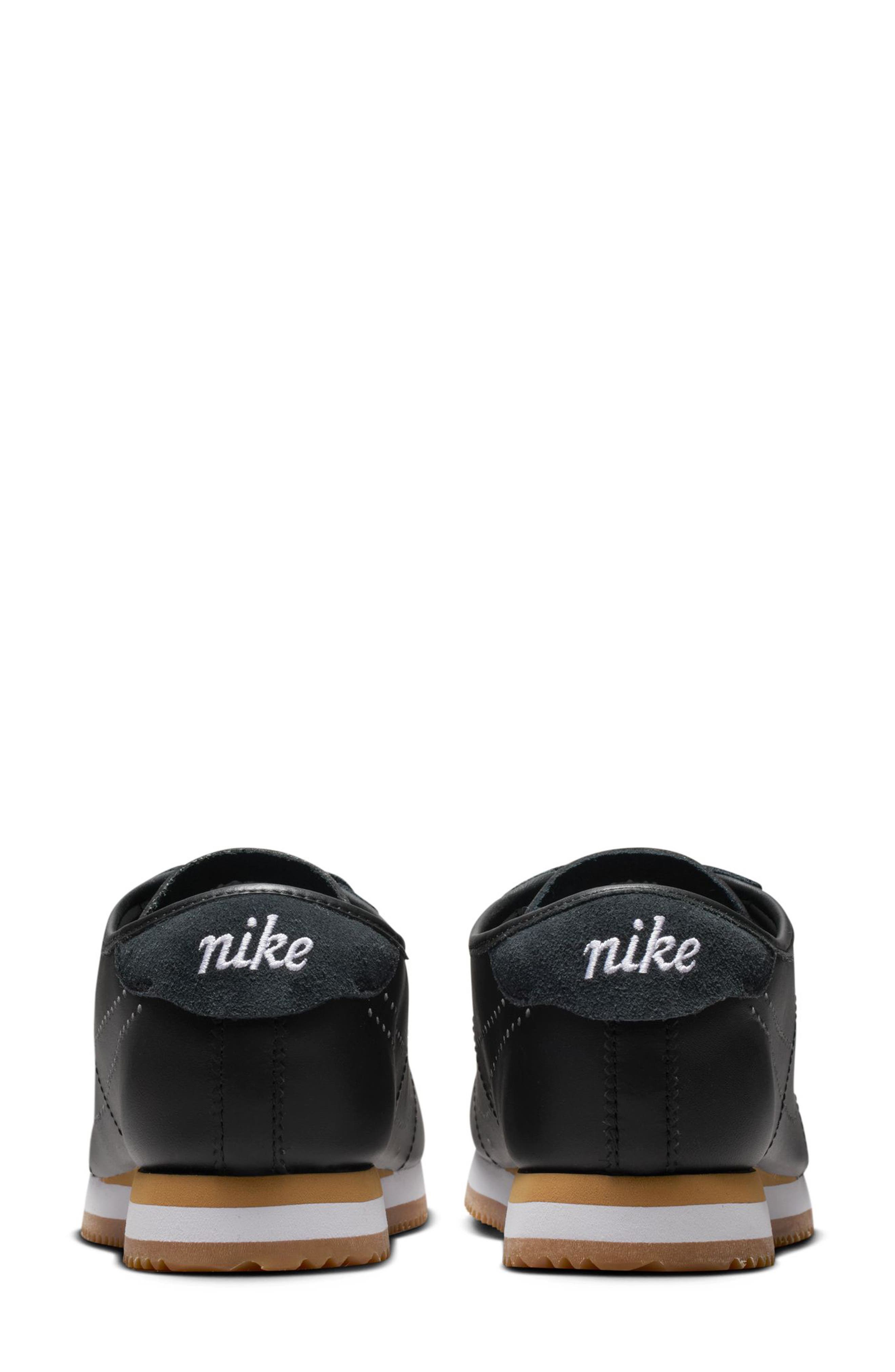Nike Cortez Leather Sneaker, Alternate, color, Black/ White/ Gum Light Brown