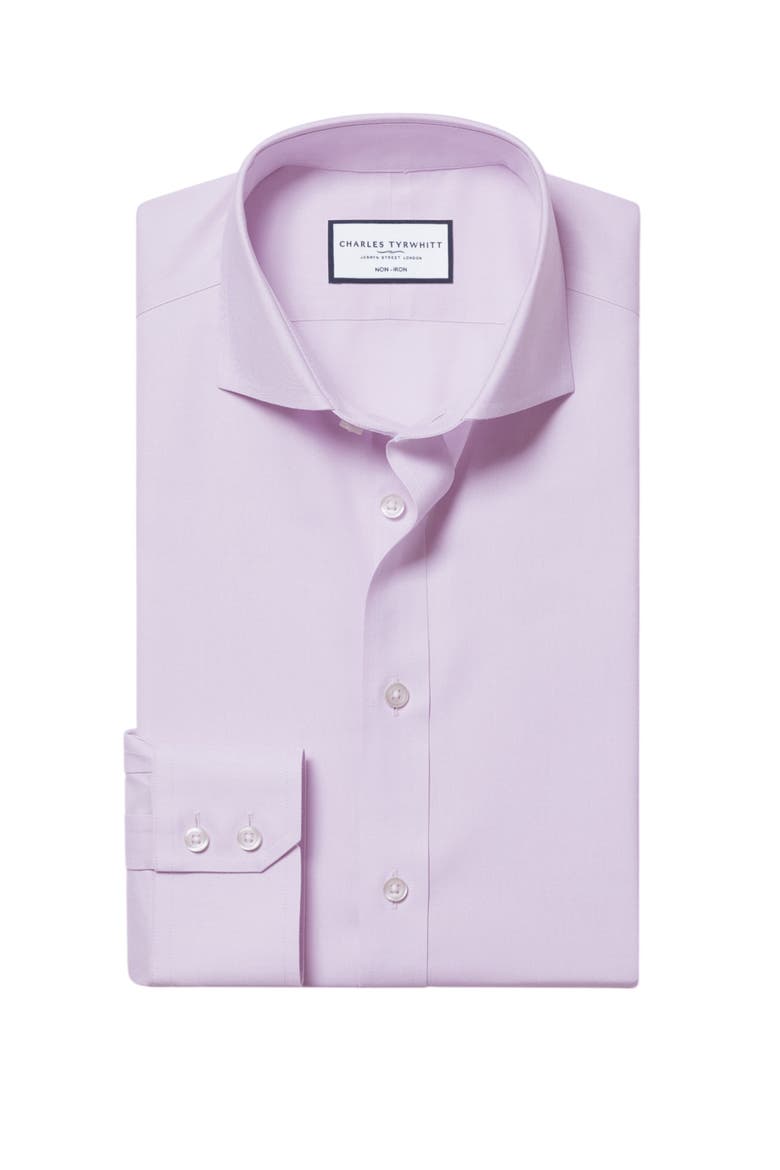 Cutaway Collar Non-Iron Twill Shirt, Alternate, color, Lilac Purple
