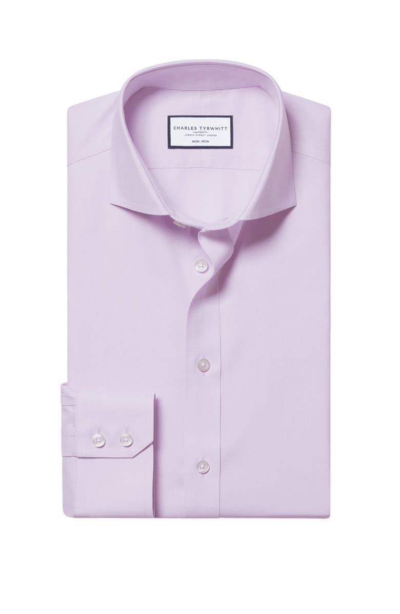 Charles Tyrwhitt Non-Iron Twill Cutaway Collar Shirt, Alternate, color, Lilac Purple