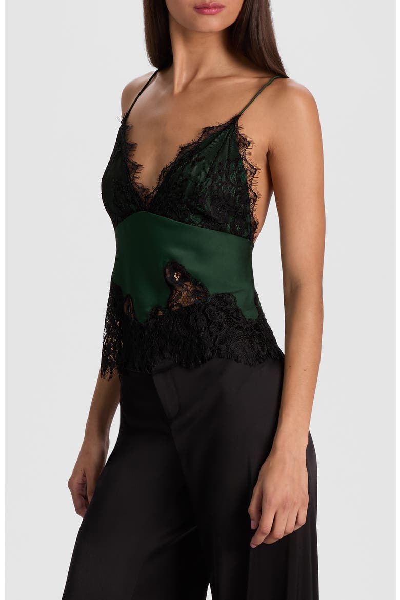 Claudia Lace & Satin Camisole, Alternate, color, GREEN MYSTIQUE/ BLACK