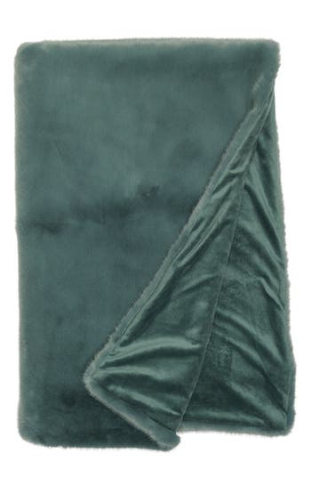 Nordstrom Rack Faux Fur Throw Blanket In Green