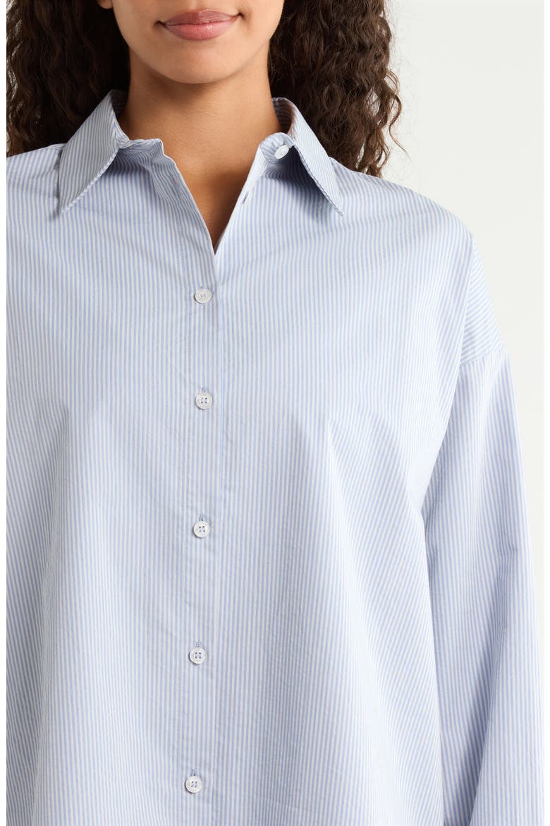 Summer Stripe Button-Up Shirt, Alternate, color, NAVY BLUE PIN STRIPE