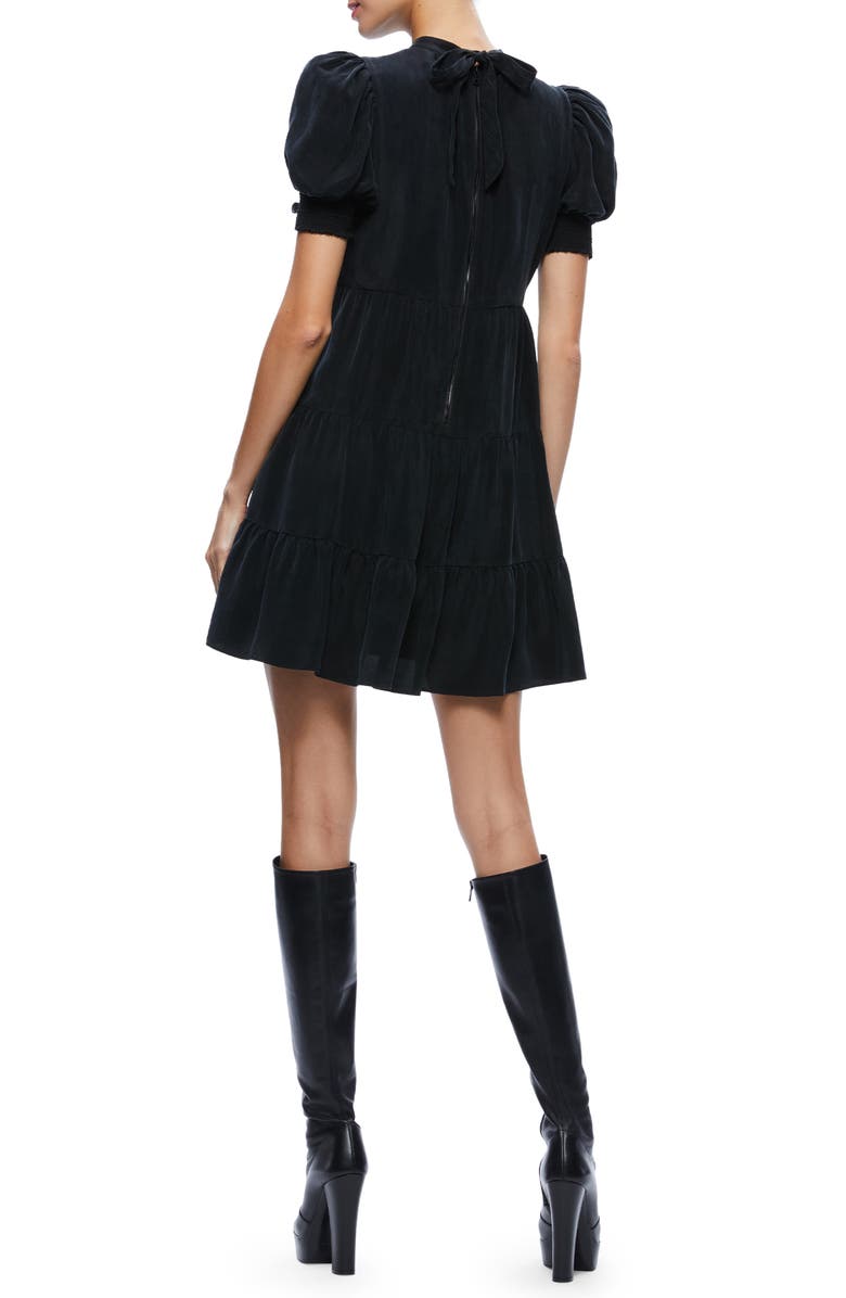 Alice + Olivia Dorine Puff Sleeve Tiered Minidress, Alternate, color,