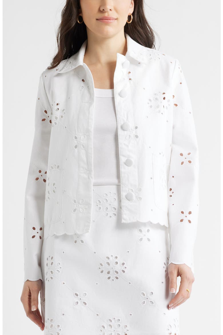 Eyelet Lace Jacket, Alternate, color, WHITE