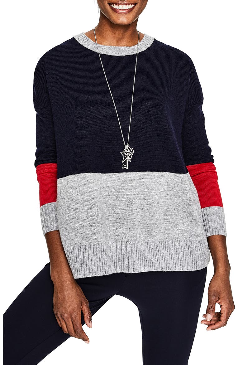Relaxed Colorblock Wool Cashmere Blend Sweater, Main, color, NAVY COLOURBLOCK