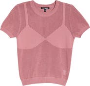 Steve Madden Blakelee Open Stitch Short Sleeve Sweater