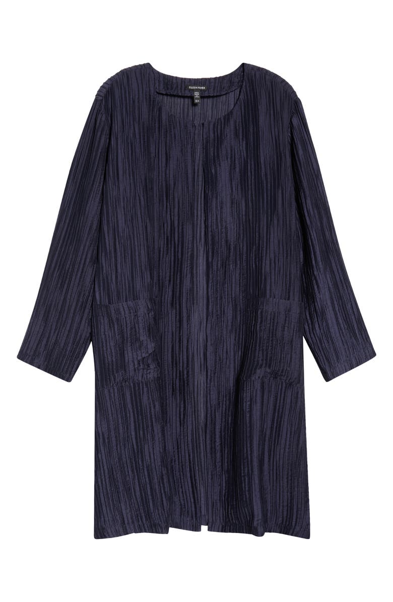 Eileen Fisher Longline Open Front Crinkle Jacket, Alternate, color, Ink