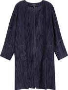 Eileen Fisher Longline Open Front Crinkle Jacket