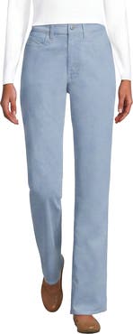Lands' End Fine Wale Embroidery Corduroy High Rise Straight Leg Pants
