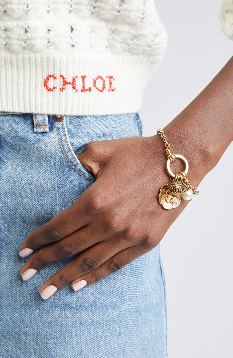 Chloé Chateau Treasures Charm Bracelet, Alternate, color, Vintage Gold