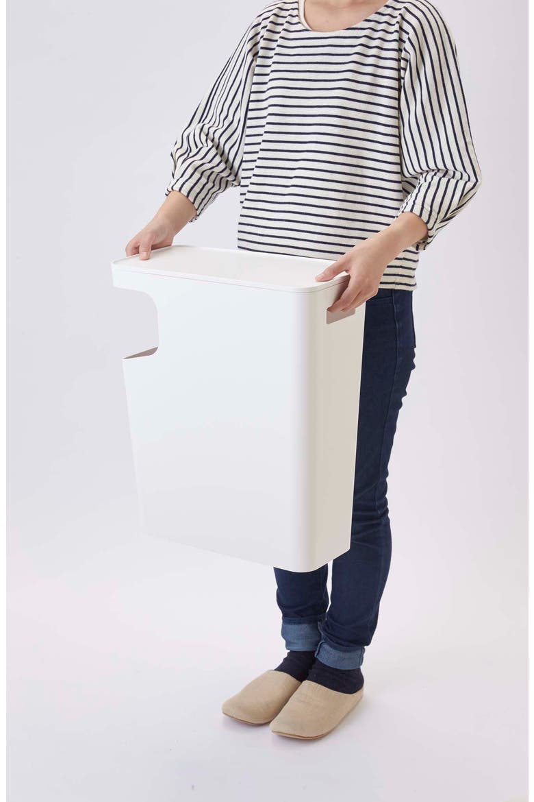 Side Table Trash Can, Alternate, color, WHITE