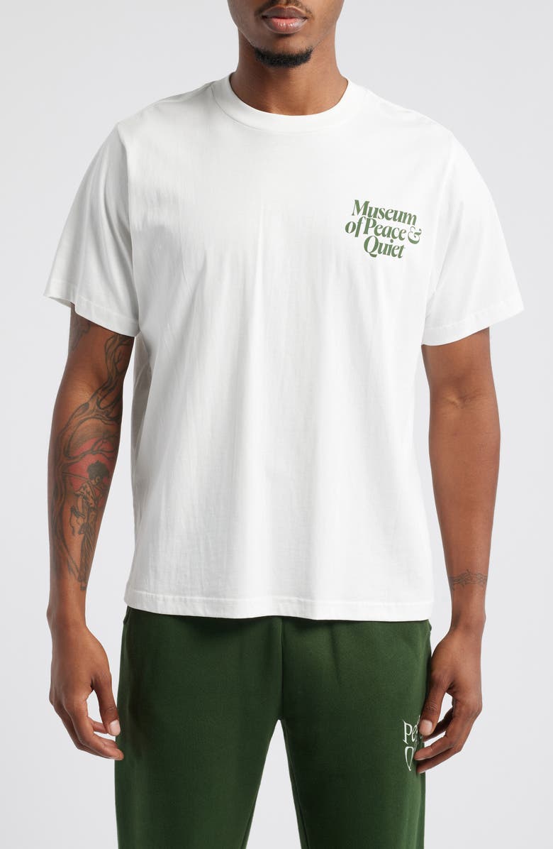 Museum of Peace & Quiet Midcentury Cotton Logo Graphic T-Shirt, Main, color, White