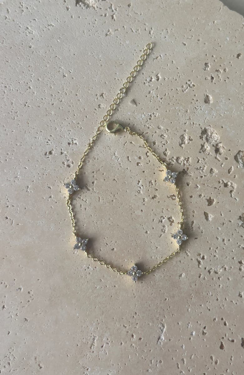 Adornia Cubic Zirconia Floral Station Bracelet, Alternate, color, Gold