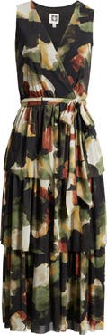 Anne Klein Abstract Print Mesh Midi Dress