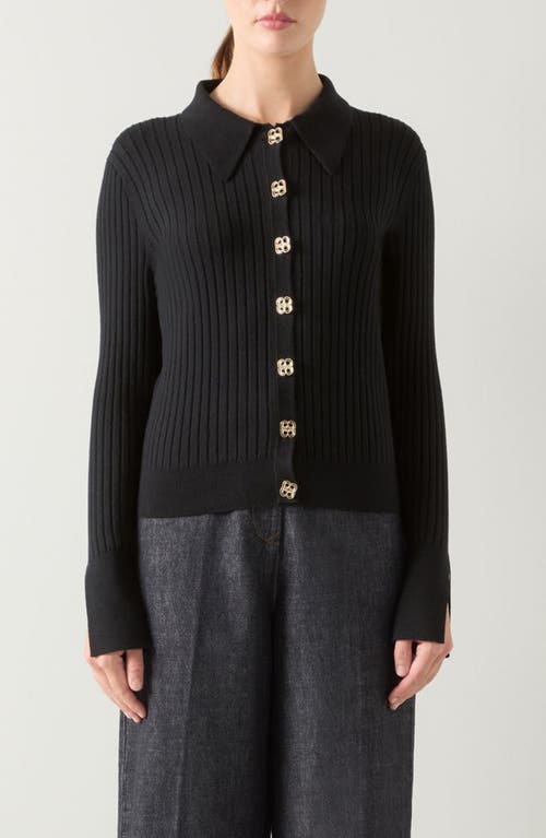 Lk Bennett Dakota Rib Cardigan In Black
