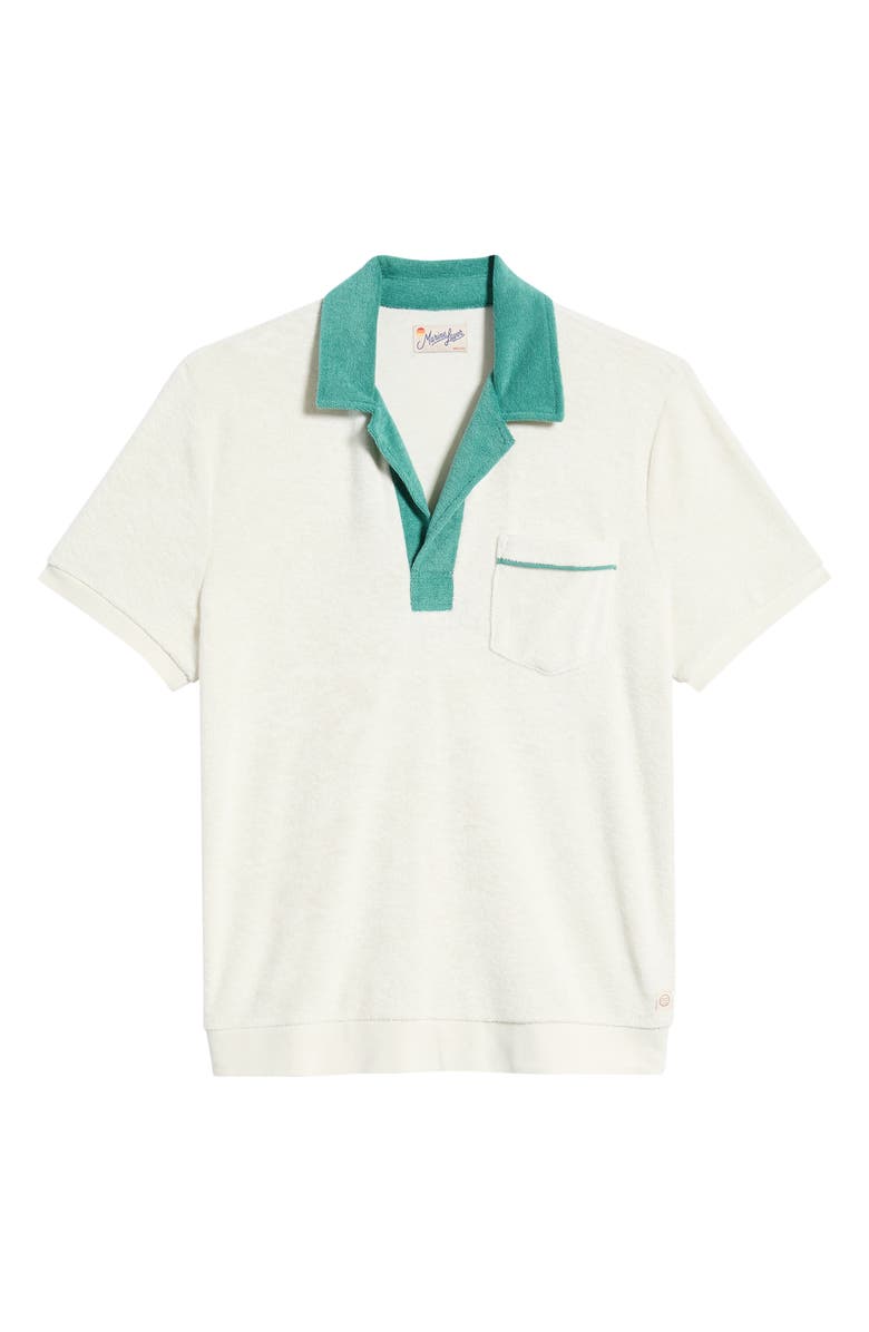 Marine Layer Emilio Vintage Terry Polo, Alternate, color, White/ Green