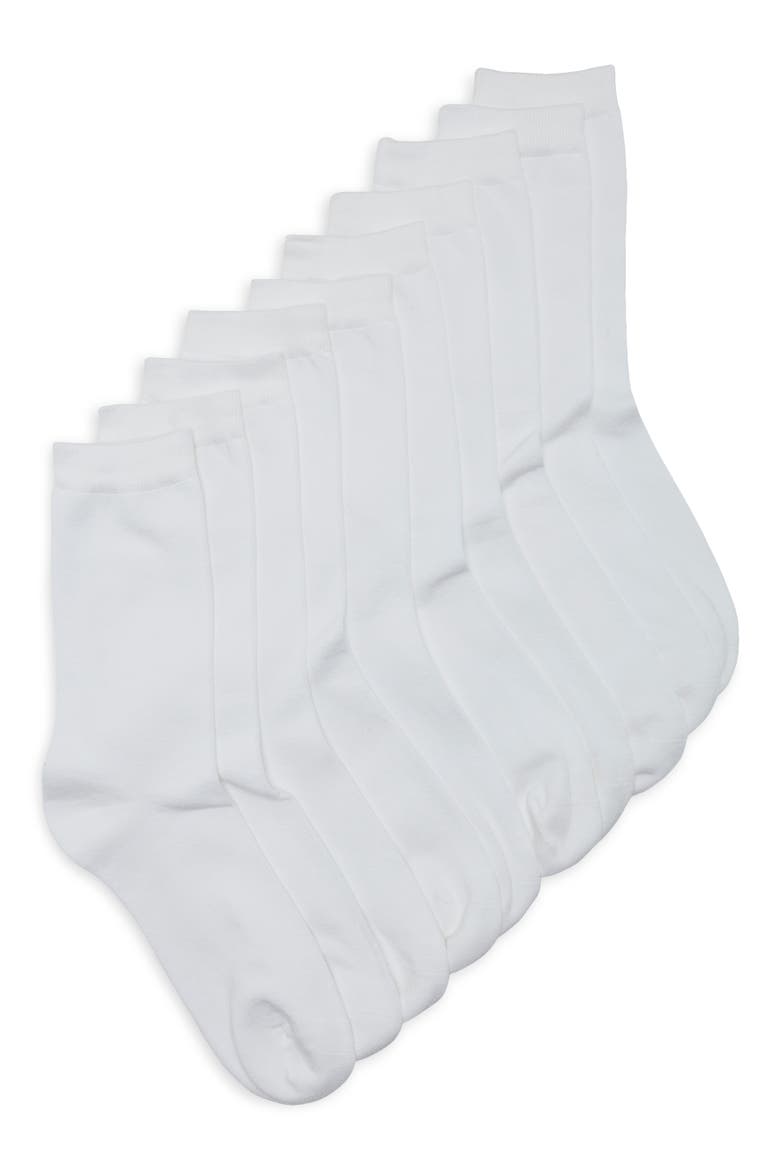 5-Pack Pillow Sole Crew Socks, Main, color, WHITE