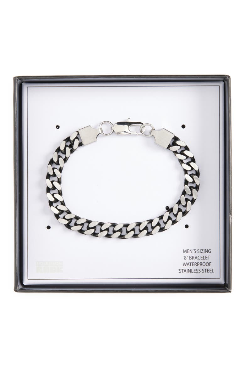 Men's Edge Two-Tone Curb Chain Bracelet, Main, color, BLACK- STAINLESS