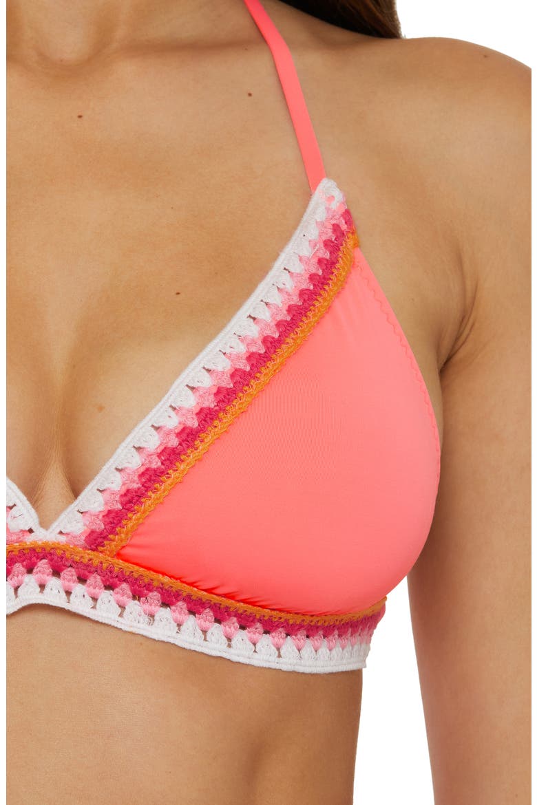 Delilah Triangle Bikini Top, Alternate, color, CORAL CRUSH