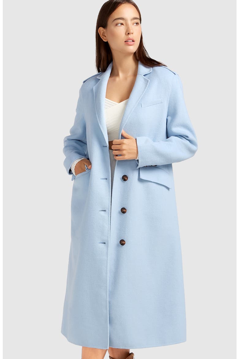 Tainted Love Wool Blend Longline Coat, Alternate, color, SKY BLUE